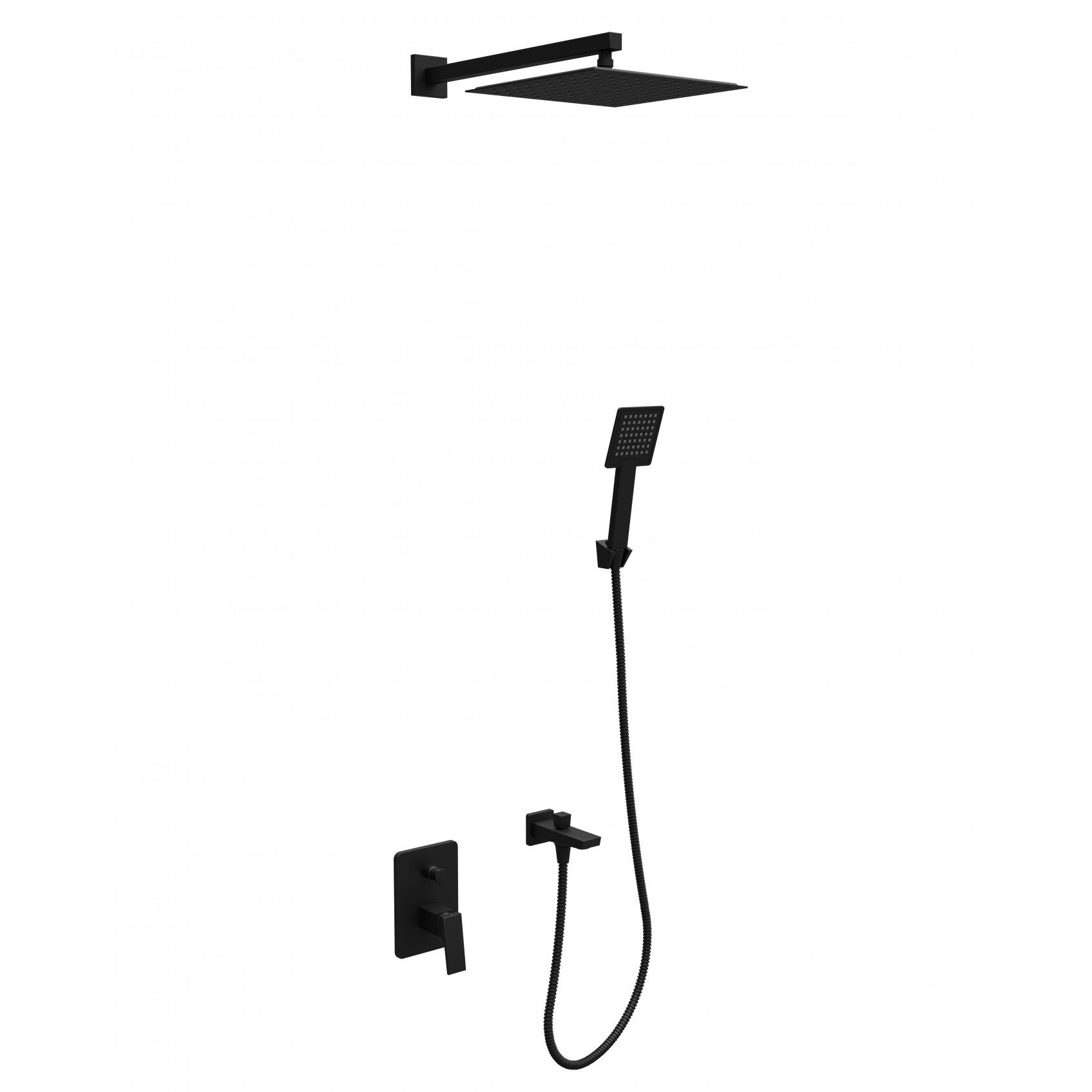 Ugradna baterija sa tuš setom MINOTTI QUADRA NEW S02 mat crna